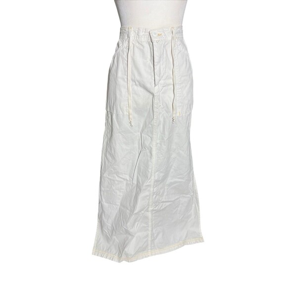 VTG Y2K Lucky Brand 100% COTTON Cargo Long Skirt Sz 12/31 Ivory Long Side Slit - Picture 7 of 16